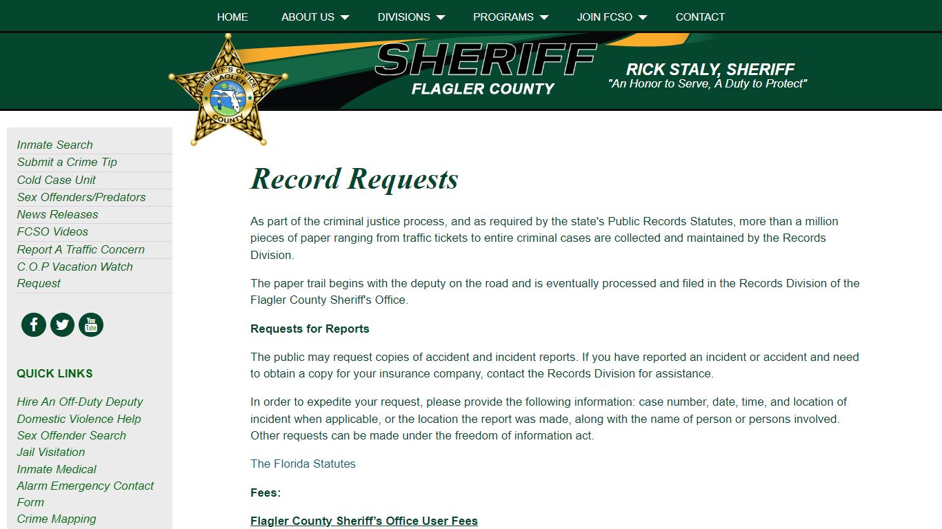 Records | Flagler County Shriff's Office